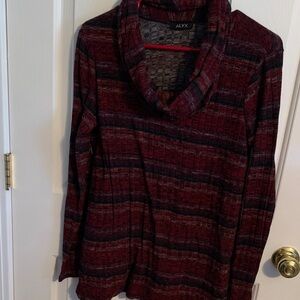 Alyx Women's Cowl Neck Sweater - Burgundy and Black